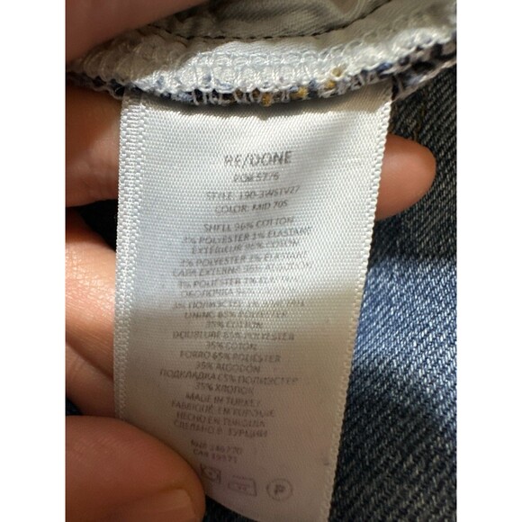 Re/Done 70's Stove Pipe Jeans Size 26 In Mid 70's Wash Button Fly Raw Hem Pocket - Picture 16 of 16